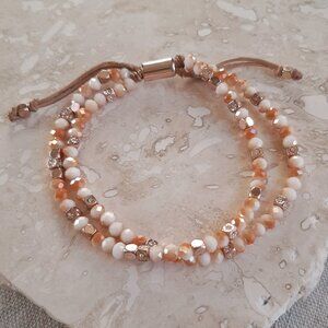 Fossil Delicate Peach & Cream Bead Bracelet